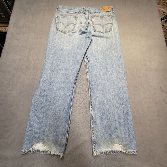 Levi's 569 Jeans Mens 35x31 Blue Denim Loose Straight Leg Distressed Thrashed - Picture 13 of 16